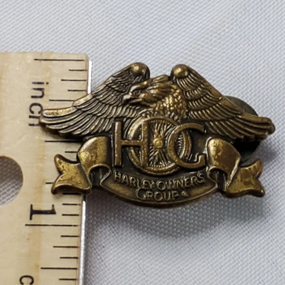 VTG Harley-Davidson H.O.G. 1993 Lapel Pin Brass Double Clutch Back Eagle Logo